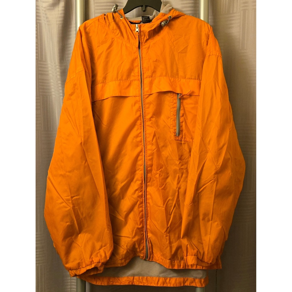 Foot Locker Mens XXL Orange Hooded Windbreaker Mesh Lined Ripstop Jacket RN69778